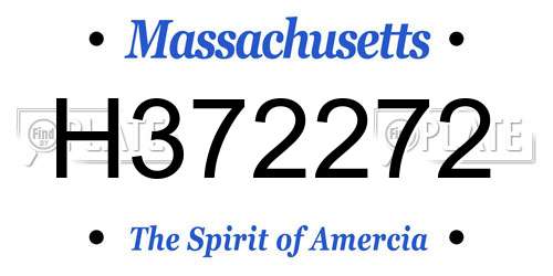 H372272 Massachusetts License Plate