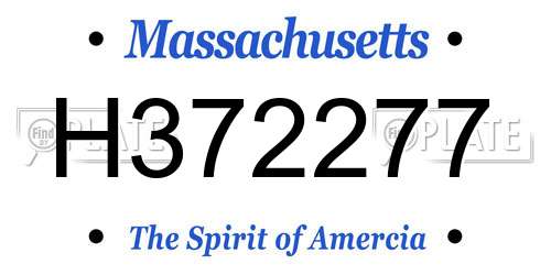 H372277 Massachusetts License Plate