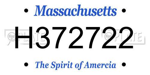 H372722 Massachusetts License Plate