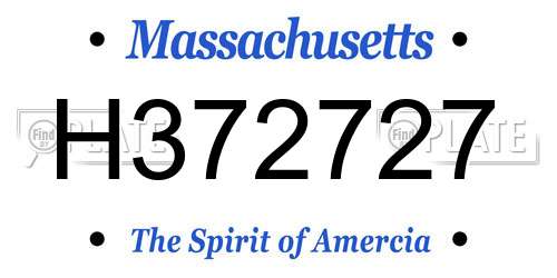 H372727 Massachusetts License Plate