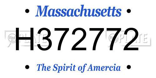 H372772 Massachusetts License Plate