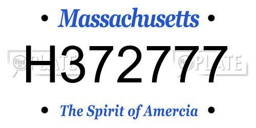 H372777 Massachusetts License Plate