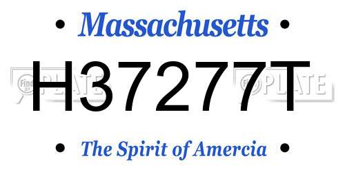 H37277T Massachusetts License Plate