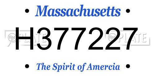 H377227 Massachusetts License Plate