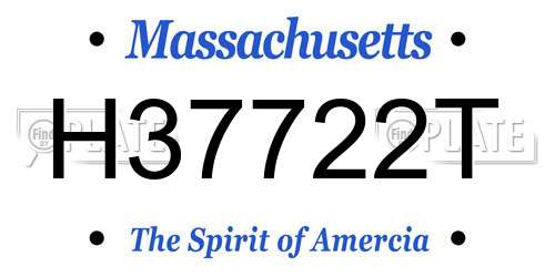 H37722T Massachusetts License Plate