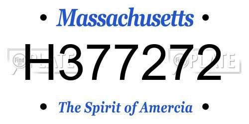 H377272 Massachusetts License Plate