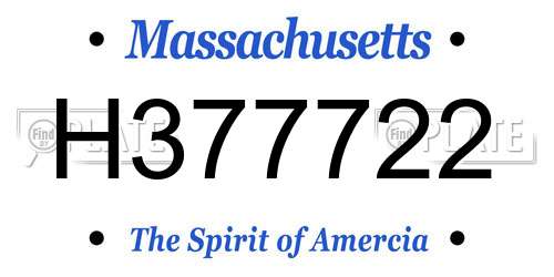 H377722 Massachusetts License Plate