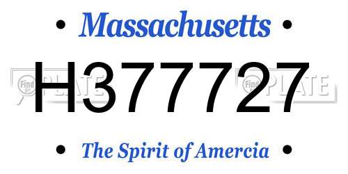 H377727 Massachusetts License Plate