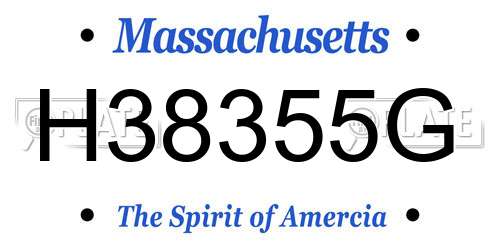 H38355G Massachusetts License Plate