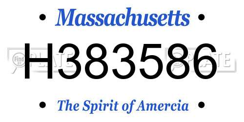 H383586 Massachusetts License Plate