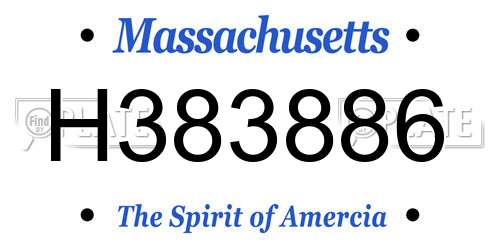 H383886 Massachusetts License Plate