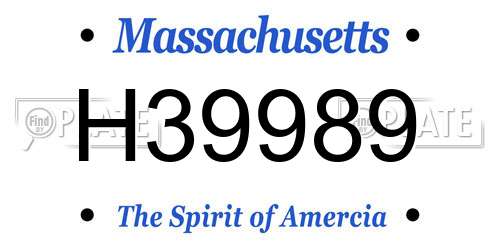 H39989 Massachusetts License Plate