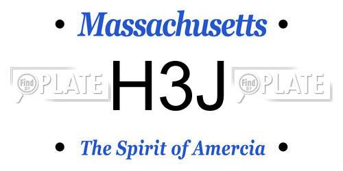 H3J Massachusetts License Plate