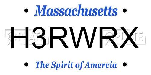 H3RWRX Massachusetts License Plate