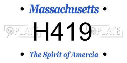 H419 Massachusetts License Plate