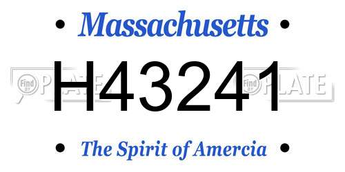H43241 Massachusetts License Plate