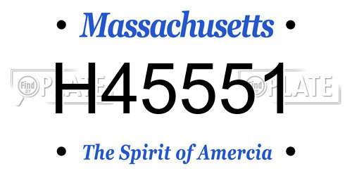 H45551 Massachusetts License Plate