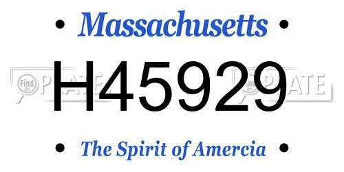 H45929 Massachusetts License Plate