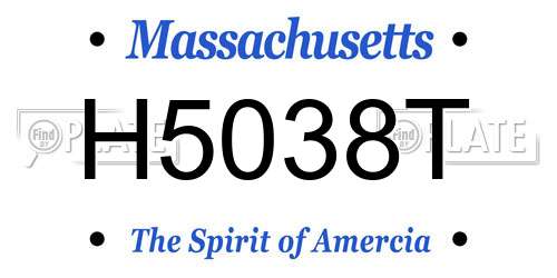 H5038T Massachusetts License Plate