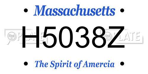 H5038Z Massachusetts License Plate