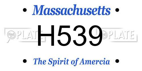 H539 Massachusetts License Plate