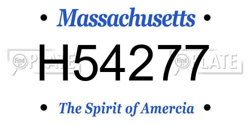 H54277 Massachusetts License Plate