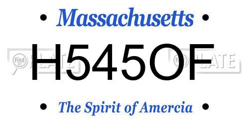 H545OF Massachusetts License Plate
