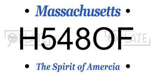 H548OF Massachusetts License Plate
