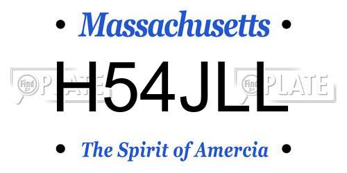 H54JLL Massachusetts License Plate