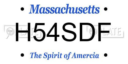 H54SDF Massachusetts License Plate
