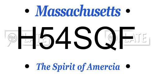 H54SQF Massachusetts License Plate