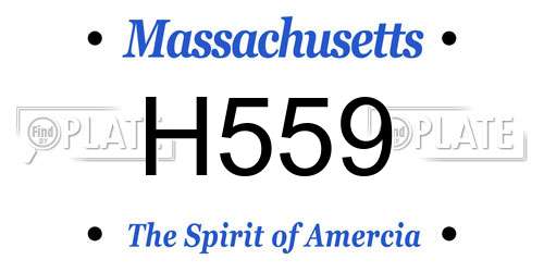 H559 Massachusetts License Plate