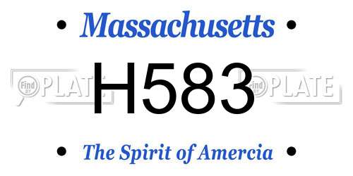 H583 Massachusetts License Plate