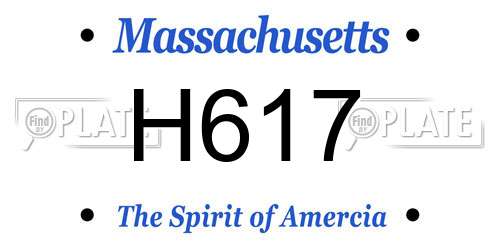 H617 Massachusetts License Plate