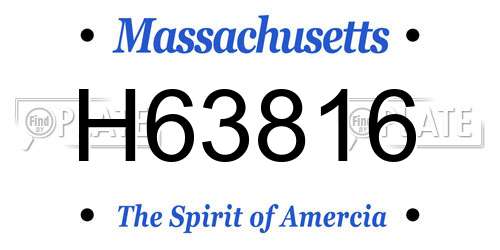 H63816 Massachusetts License Plate
