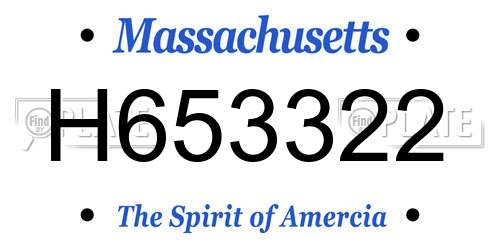 H653322 Massachusetts License Plate