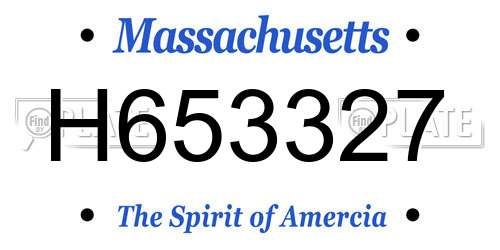 H653327 Massachusetts License Plate
