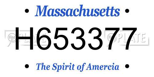 H653377 Massachusetts License Plate