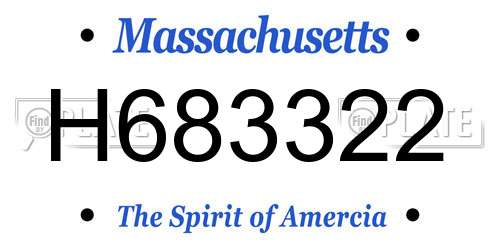 H683322 Massachusetts License Plate
