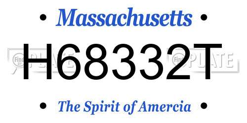 H68332T Massachusetts License Plate