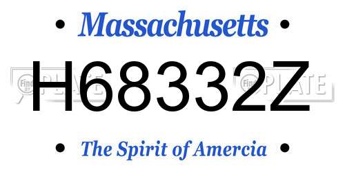 H68332Z Massachusetts License Plate