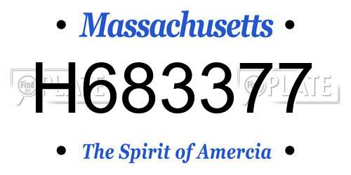 H683377 Massachusetts License Plate