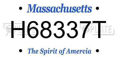 H68337T Massachusetts License Plate