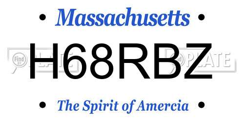 H68RBZ Massachusetts License Plate