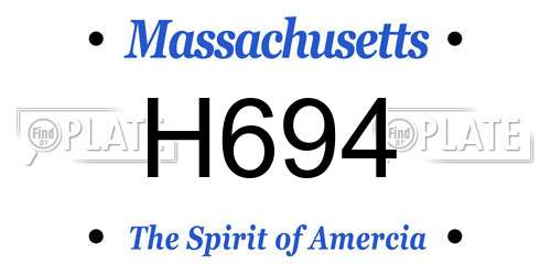 H694 Massachusetts License Plate