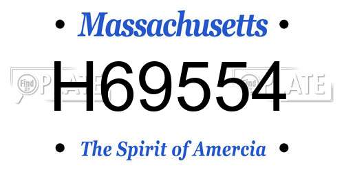 H69554 Massachusetts License Plate