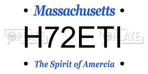 H72ETI Massachusetts License Plate