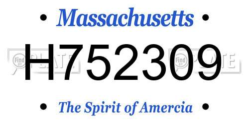 H752309 Massachusetts License Plate