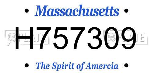 H757309 Massachusetts License Plate