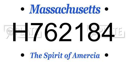 H762184 Massachusetts License Plate
